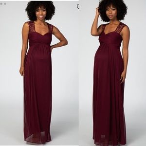 Pinkblush Burgundy Lace Maternity Evening Gown